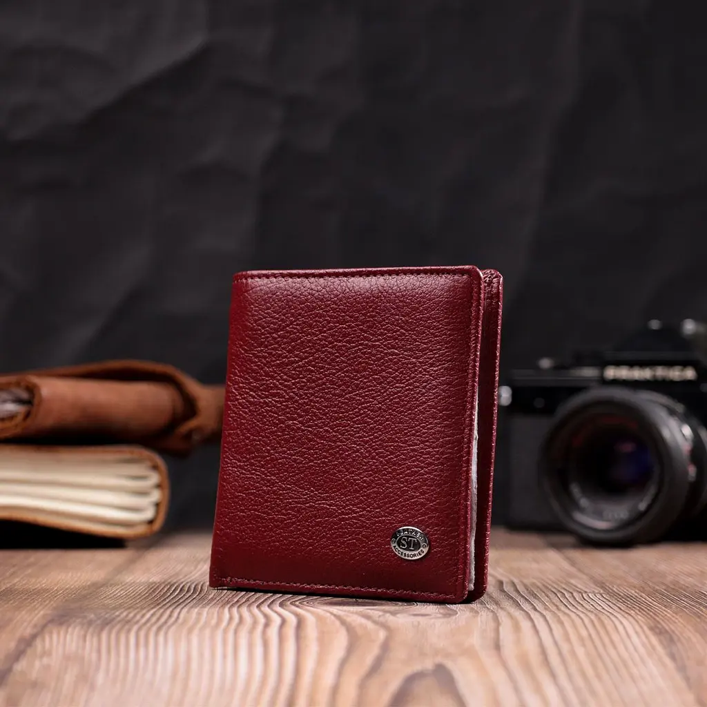 Невеликий жіночий гаманець з натуральної шкіри ST Leather 19476 бордовий - фото 8