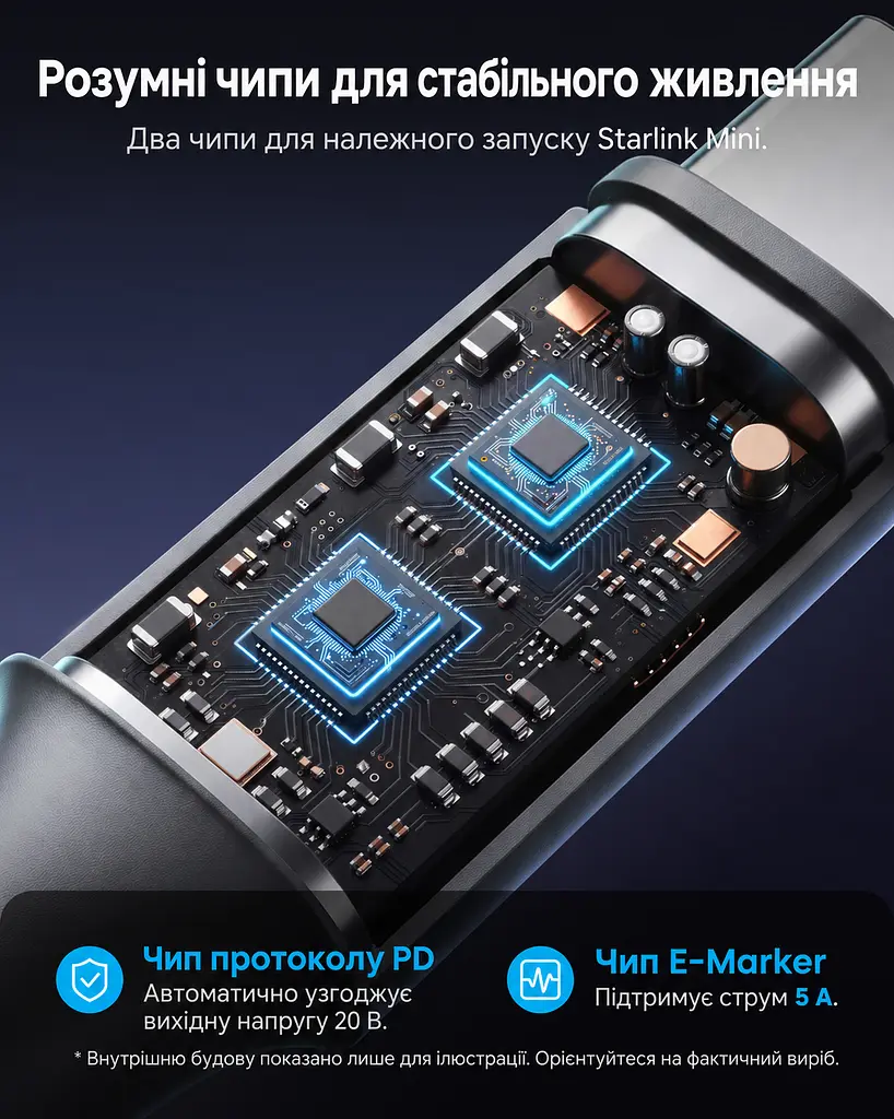 Кабель живлення Vention FDTHJ USB-C - DC 5.5x2.1 мм Starlink Mini PD 100 Вт 5 м сірий (FDTHJ) - фото 4
