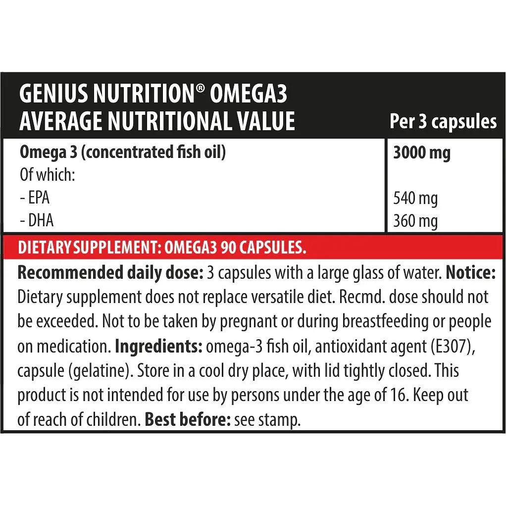 Жирні кислоти Genius Nutrition Omega 3, 90 капсул  - фото 2
