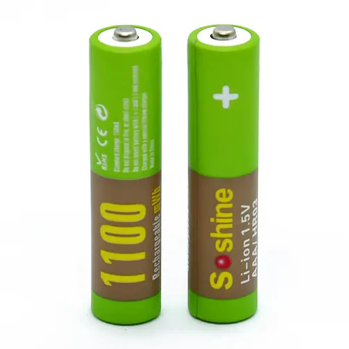Акумулятор Soshine Li-ion R03 730mAh AAA 10440 USB 1.5V (Зелений) - фото 2