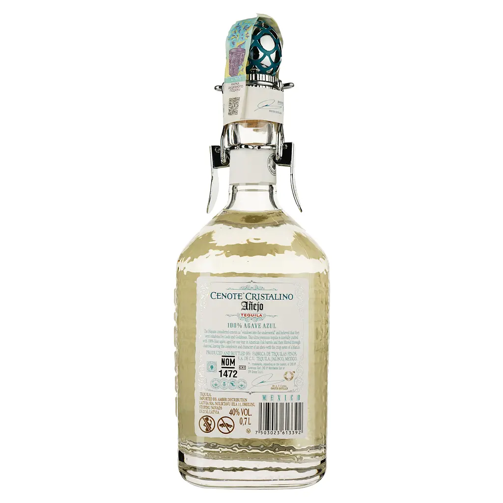 Текила Cenote Cristalino Anejo 100% Agave, 40%, 0,7 л - фото 2