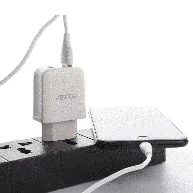 Мережевий зарядний пристрій Aspor A829 2USB/2.4A- білий - фото 2