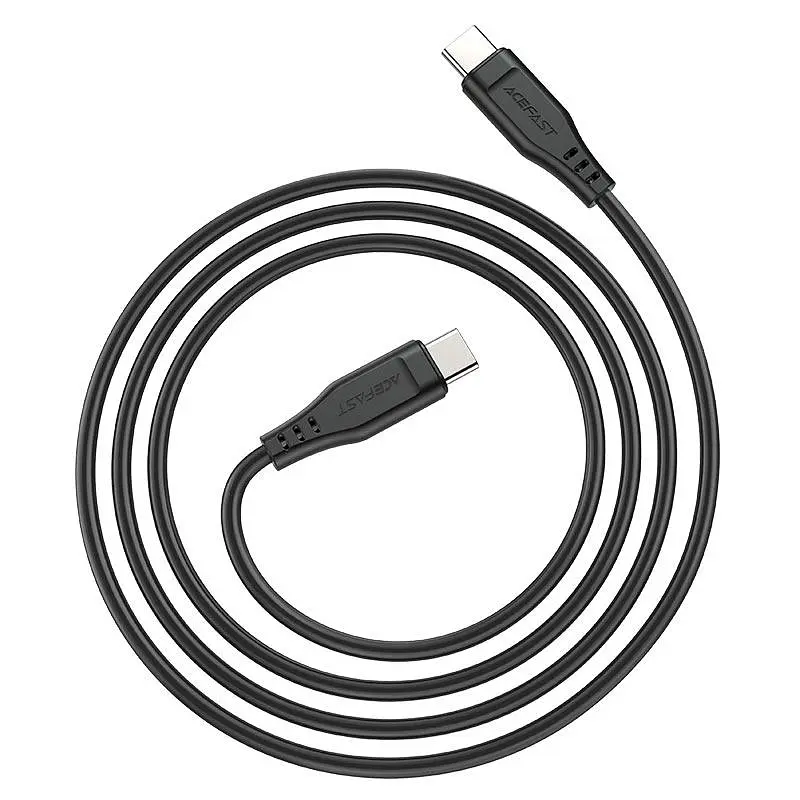 Кабель ACEFAST C3-03 Type-C to Type-C 3A, 60W, 1.2m, TPE, TPE connectors, чорний - фото 2