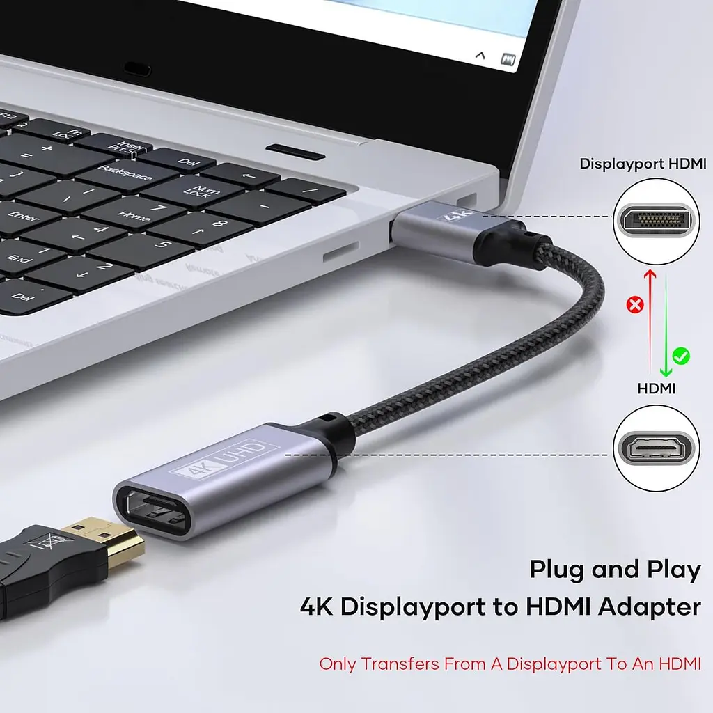 Адаптер Tanzato DisplayPort → HDMI 4K для ноутбуків, ПК і телевізорів - фото 5