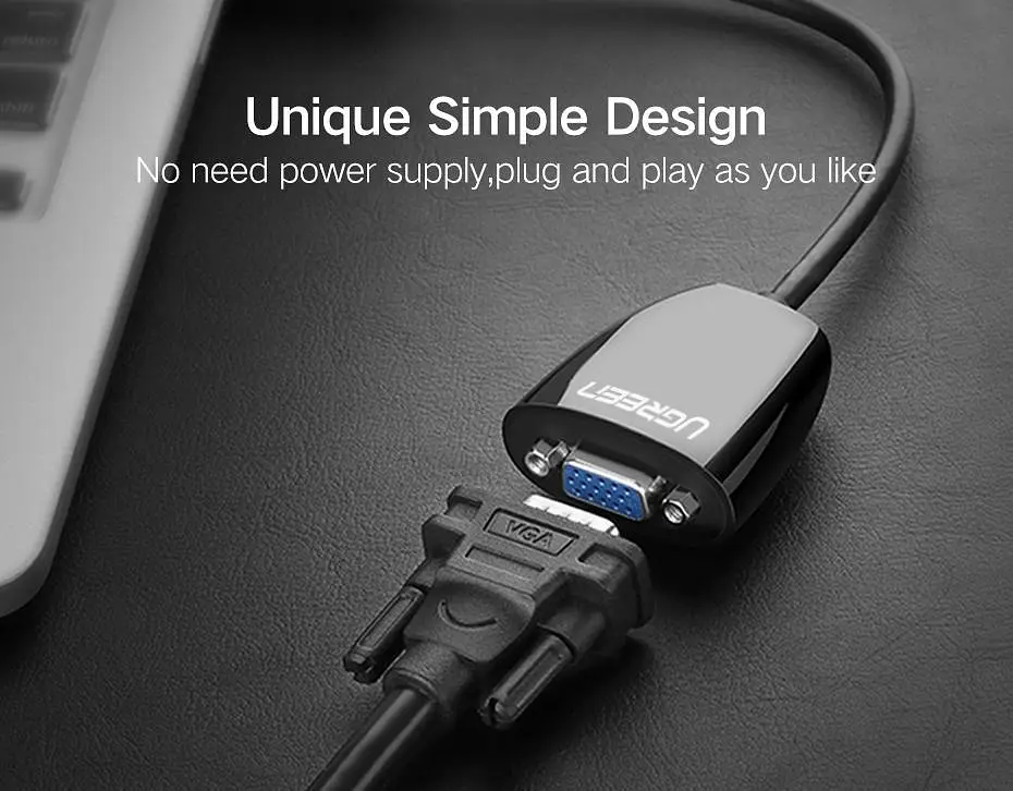 Конвертер-адаптер Ugreen MM105 HDMI to VGA Converter Black (40253) - фото 5