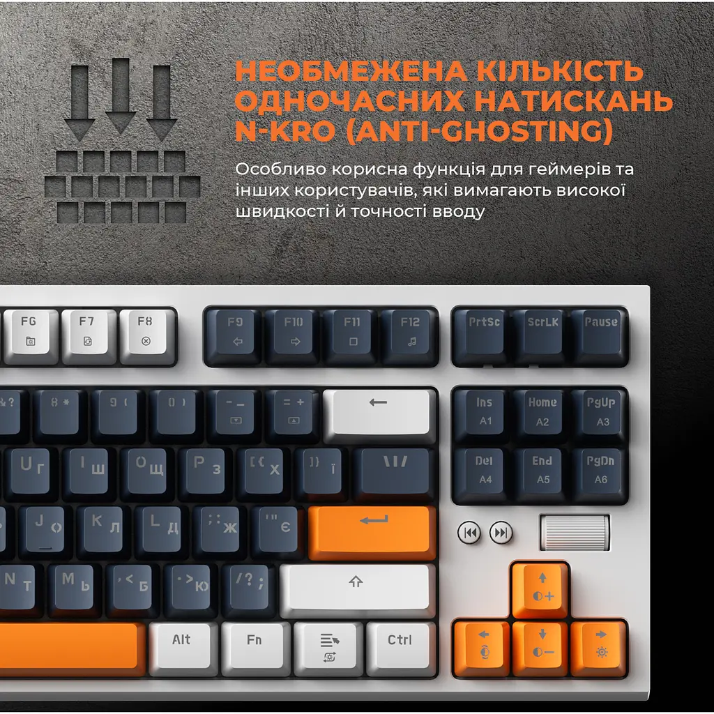 Клавіатура GamePro MK180 Hot-Swap Red Swich RGB USB White (MK180W) [121470] - фото 6