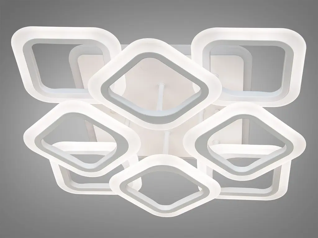 Люстра стельова LED Diasha AS8060/4+4WH, 90W, 3200K-6500K, білий метал, сучасний стиль для дому - фото 3