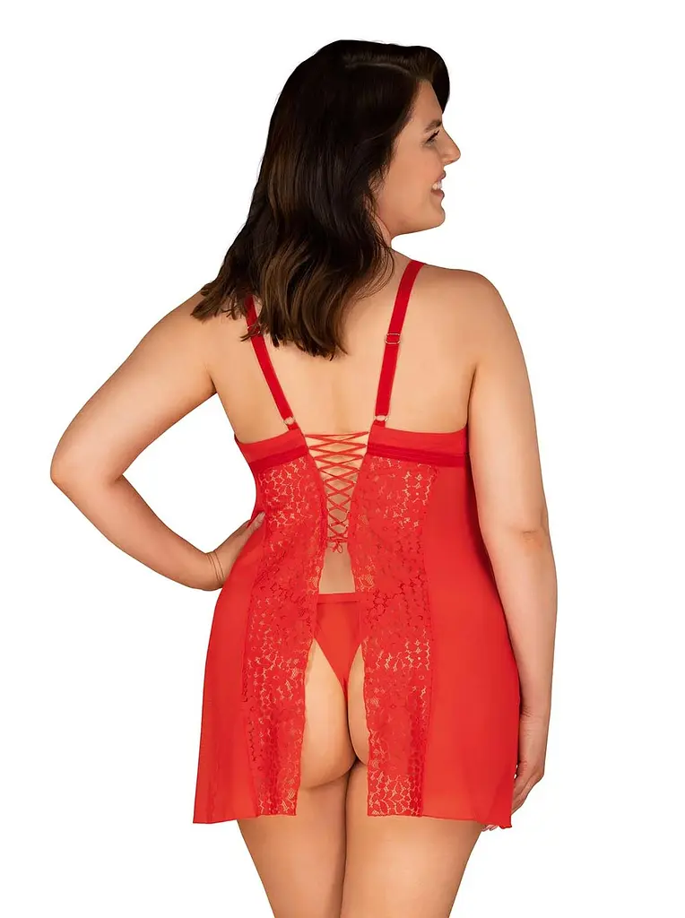 Комплект білизни Obsessive Blossmina, 6XL/7XL (червоний) - фото 2