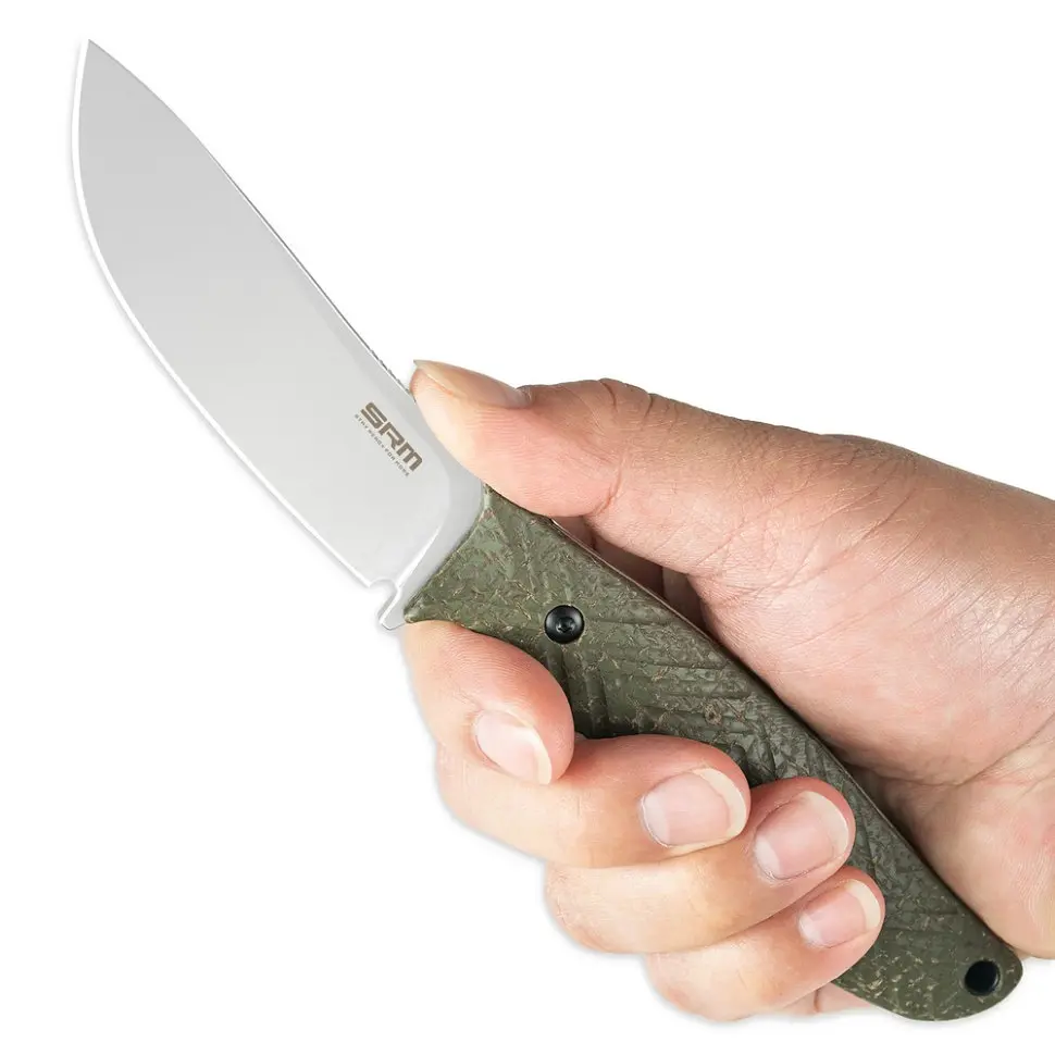 Ніж з чохлом туристичний SRM Fossa 605T-MP, (8.8 см) 14C28N / Micarta зелений - фото 8