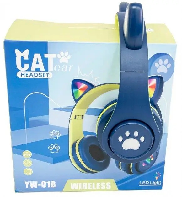 Беспроводные детские наушники CAT EAR YW-018 с кошачьими ушками с подсветкой - фото 3
