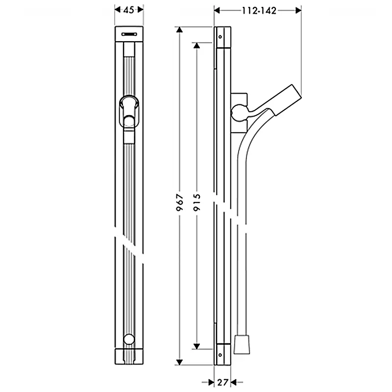 Душевая штанга Hansgrohe Raindance Unica S 90 см хром 27636000 Хром - фото 2
