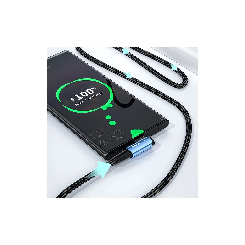 Дата кабель USB-C to USB-C 2.0m 100W 90° corner black Essager (EXCTT1-CGWTA01) - фото 2