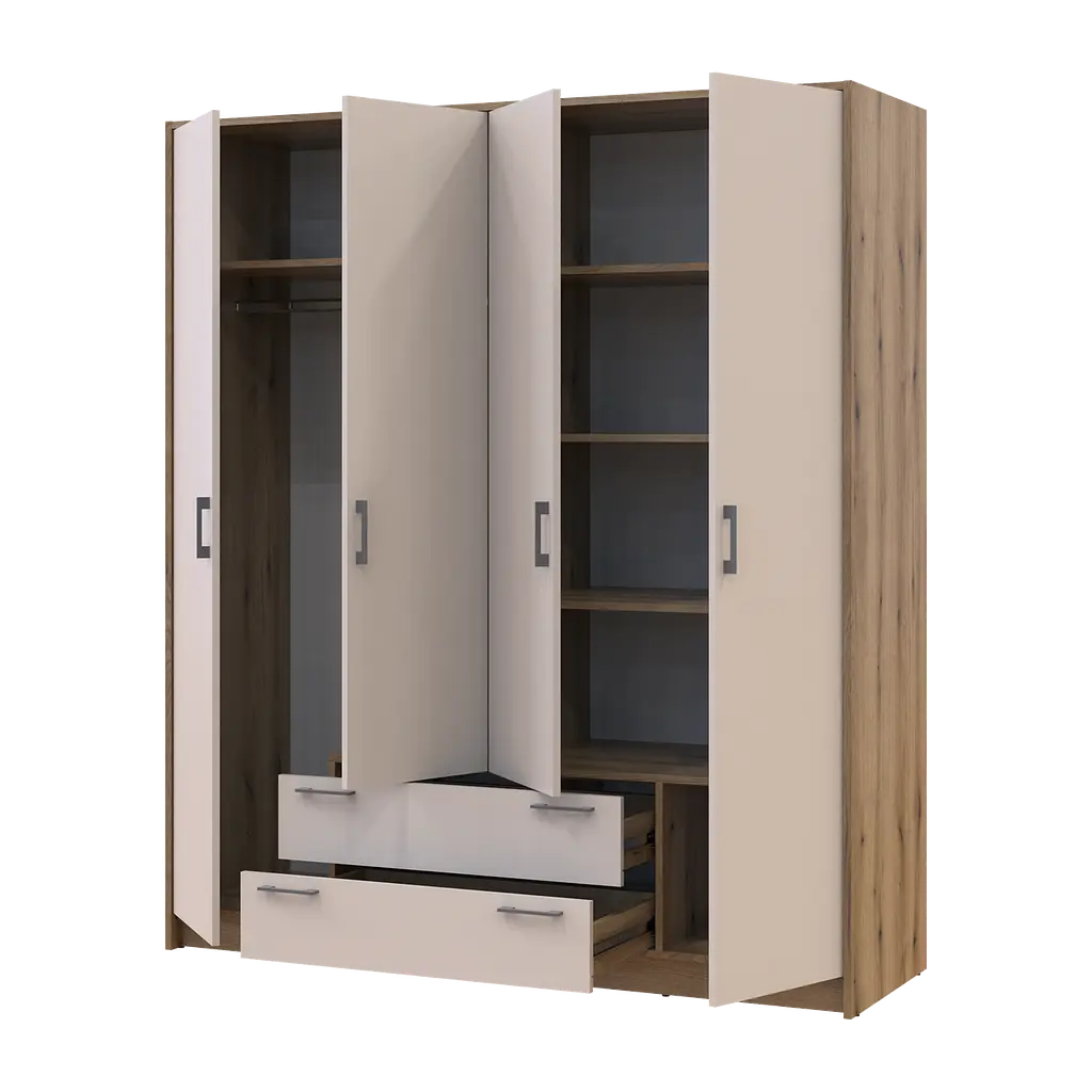 Шафа для одягу Doros Ронді Дуб Артизан/Кашемір 4ДСП 160х52х195 (80737825) - фото 2