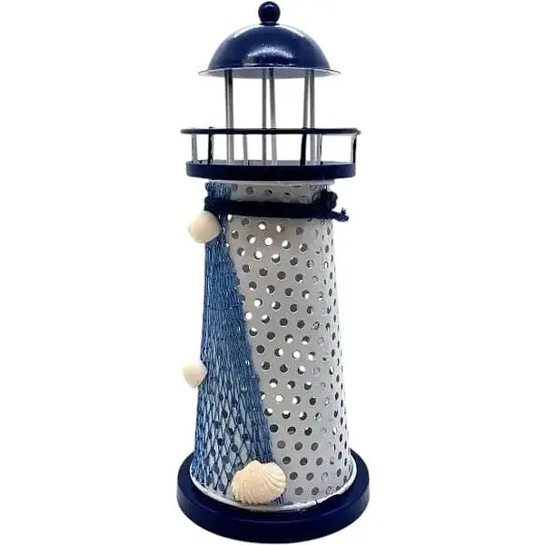 Маяк-ночник No brand металлический бело-синий 175x75x75 мм - фото 2