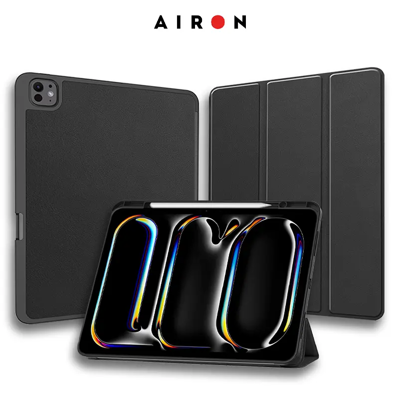 Чехол AIRON Premium SOFT для iPad Pro 13 2024 с защитной пленкой и салфеткой Black - фото 3
