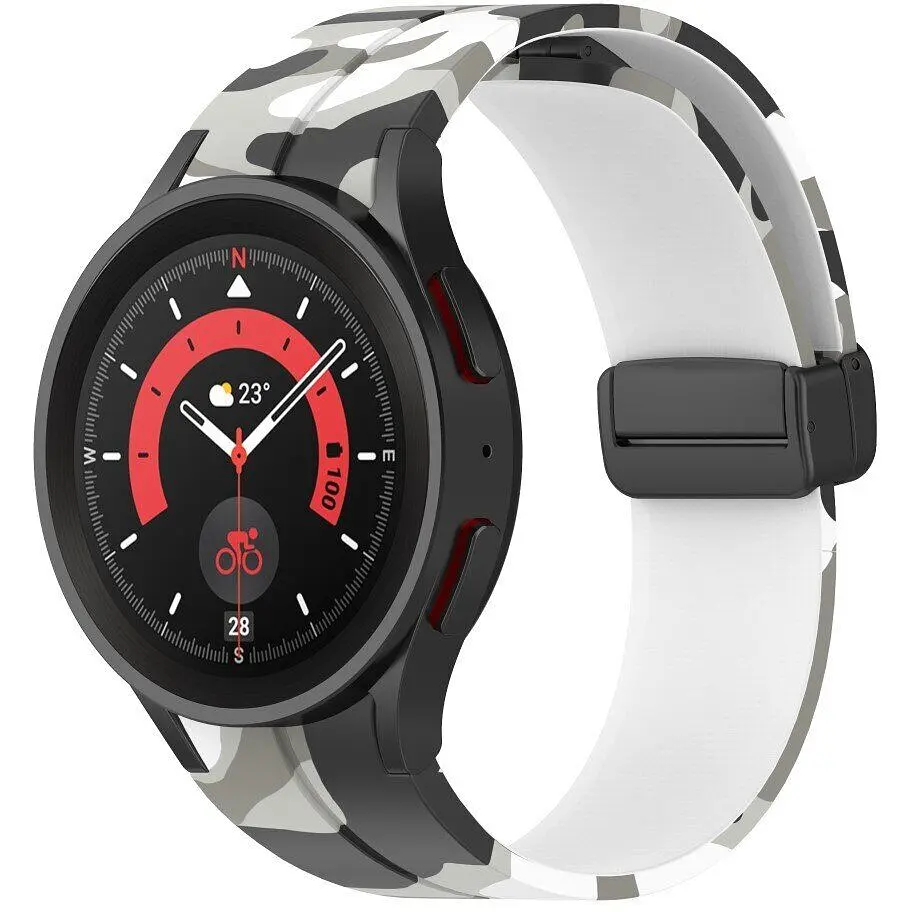 Ремешок для Samsung Galaxy Watch 4 Classic 42mm - бело-черный ширина крепления 20мм силикон Watchbands Cls-color (W30-8WB62202667) - фото 4