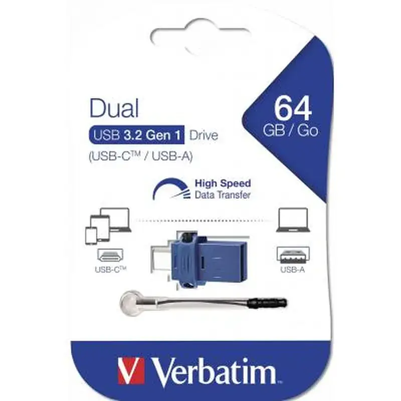 USB флеш накопичувач Verbatim 64GB Dual USB Drive USB 3.0/Type-C (49967) - фото 2