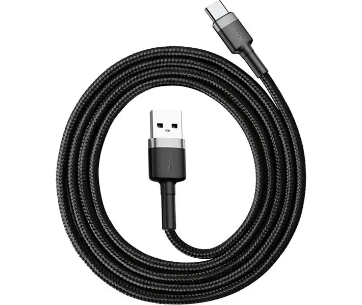 Кабель Baseus Cafule Cable USB for Type-C 3A 1 м Gray/Black (CATKLF-BG1) - фото 3