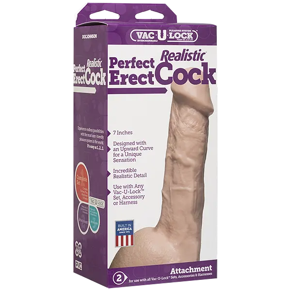 Фалоімітатор Doc Johnson 7 Inch Perfect Erect Cock, Vac-U-Lock - фото 2