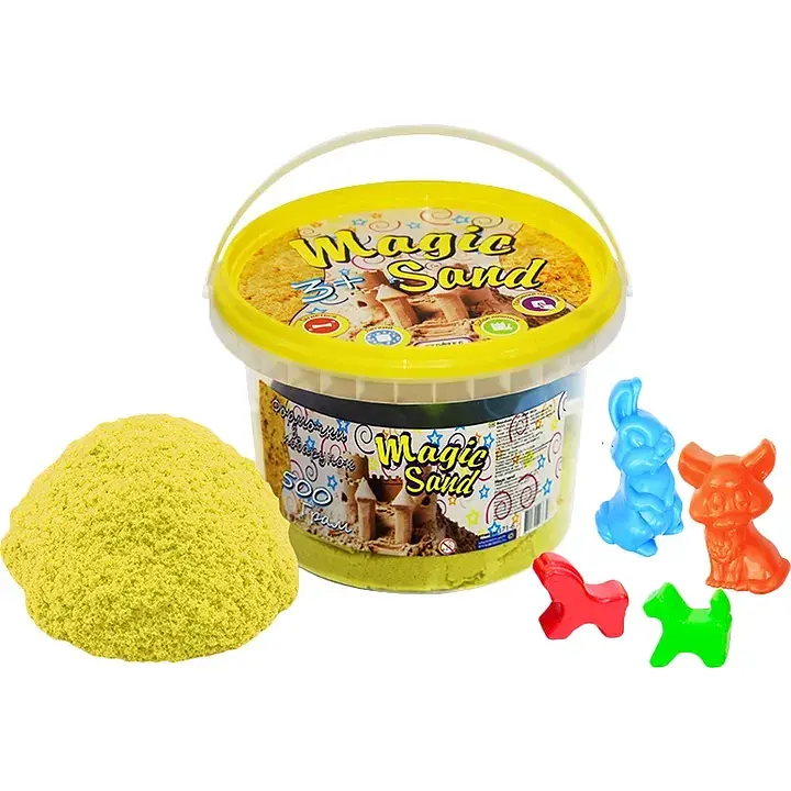 Кінетичний пісок Strateg Magic Sand жовтого кольору у відрі 500 г