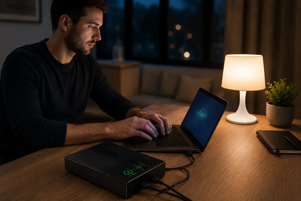 UPS-Power Bank 20000 mAh для роутерів та відеокамер 5 V / 9 V / 12 V + USB / Джерело безперебійного живлення / Повербанк для роутера - фото 4