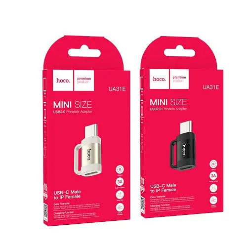 Перехідник Hoco UA31E Type-C male to iP female adapter чорний - фото 4