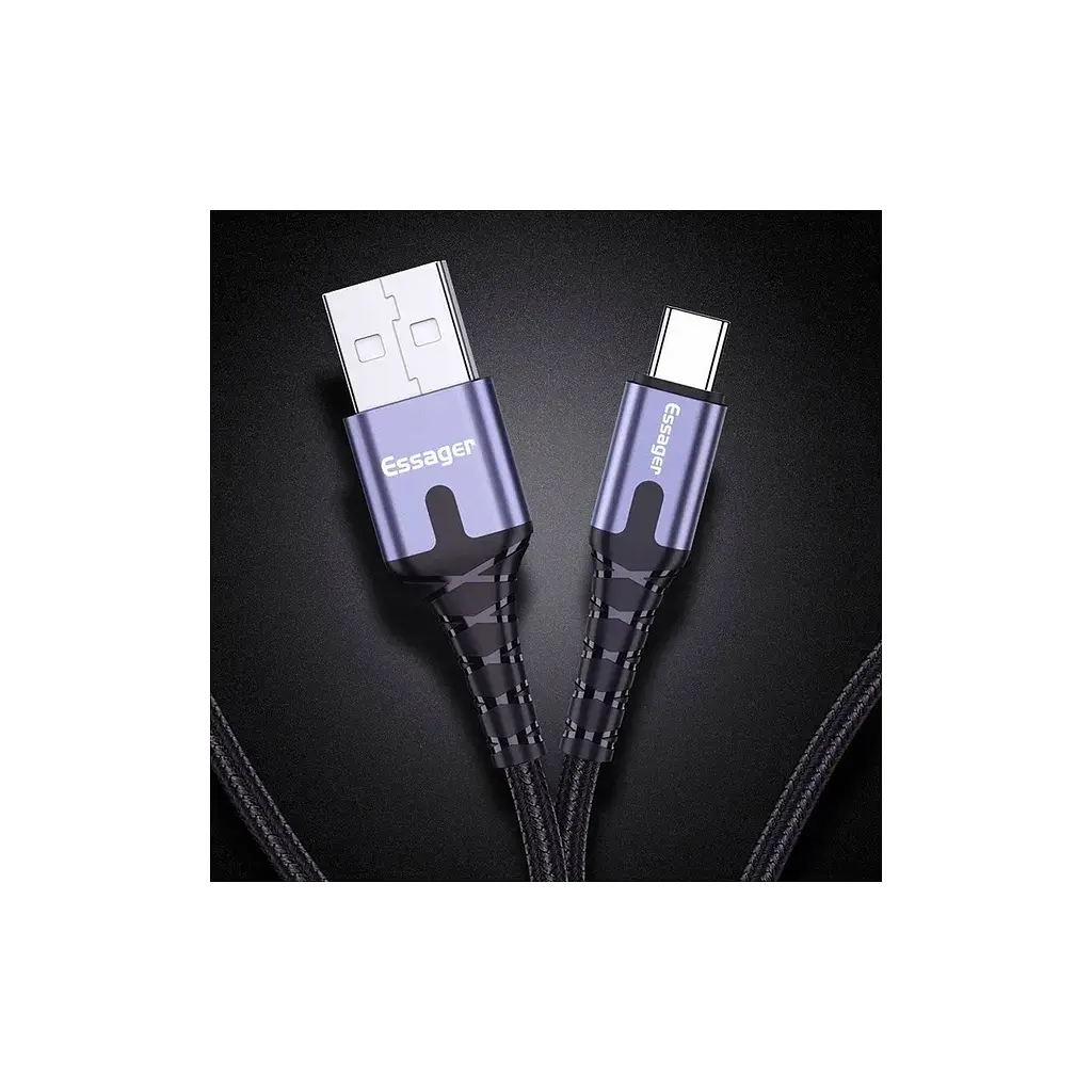 Дата кабель USB 2.0 AM to USB-C 2.0m 3A LED black Essager (EXCT-XGA0G) - фото 6