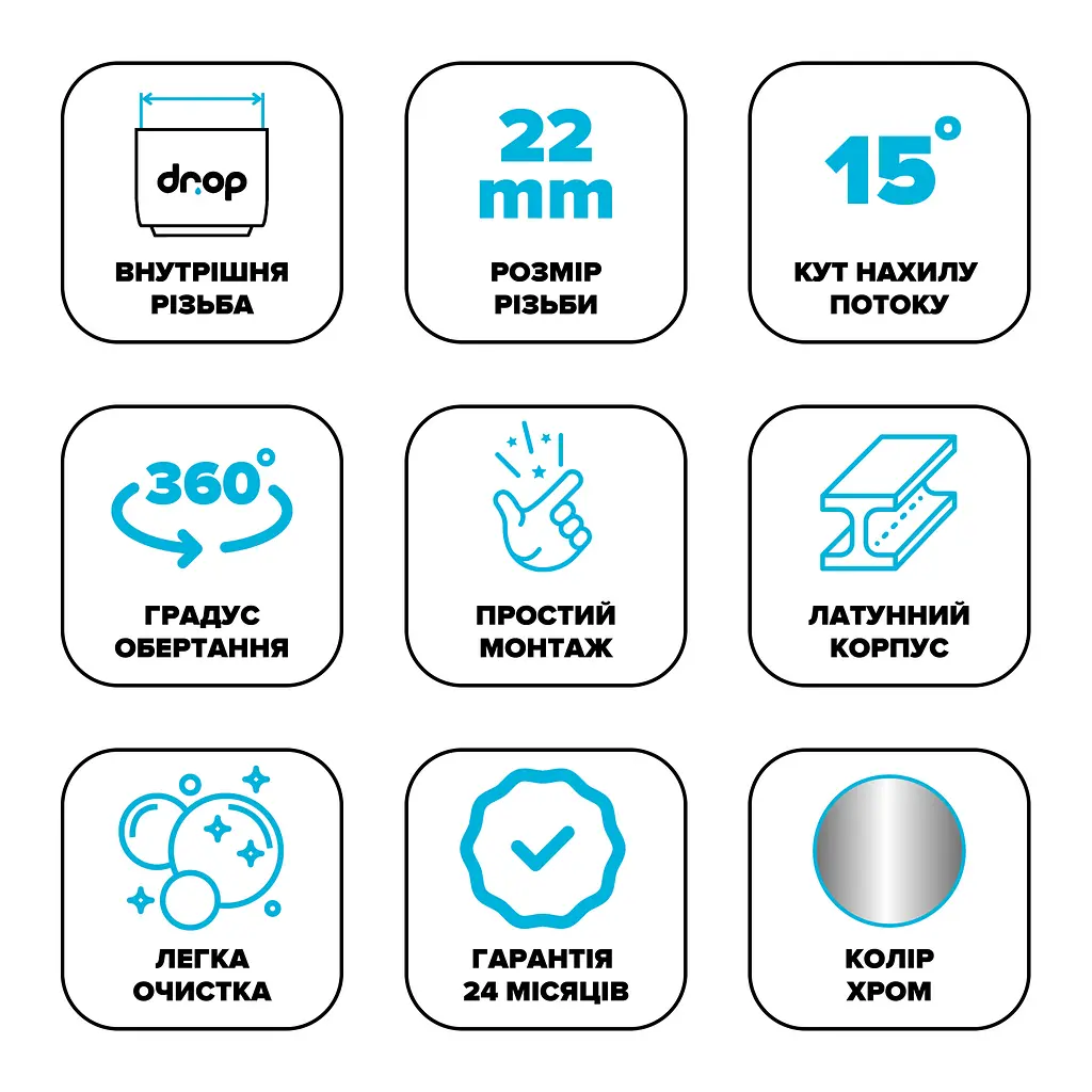 Поворотний адаптер 360° Drop PM360T-F для змішувача - Кут нахилу 15°, внутрішня F 22 мм - фото 6