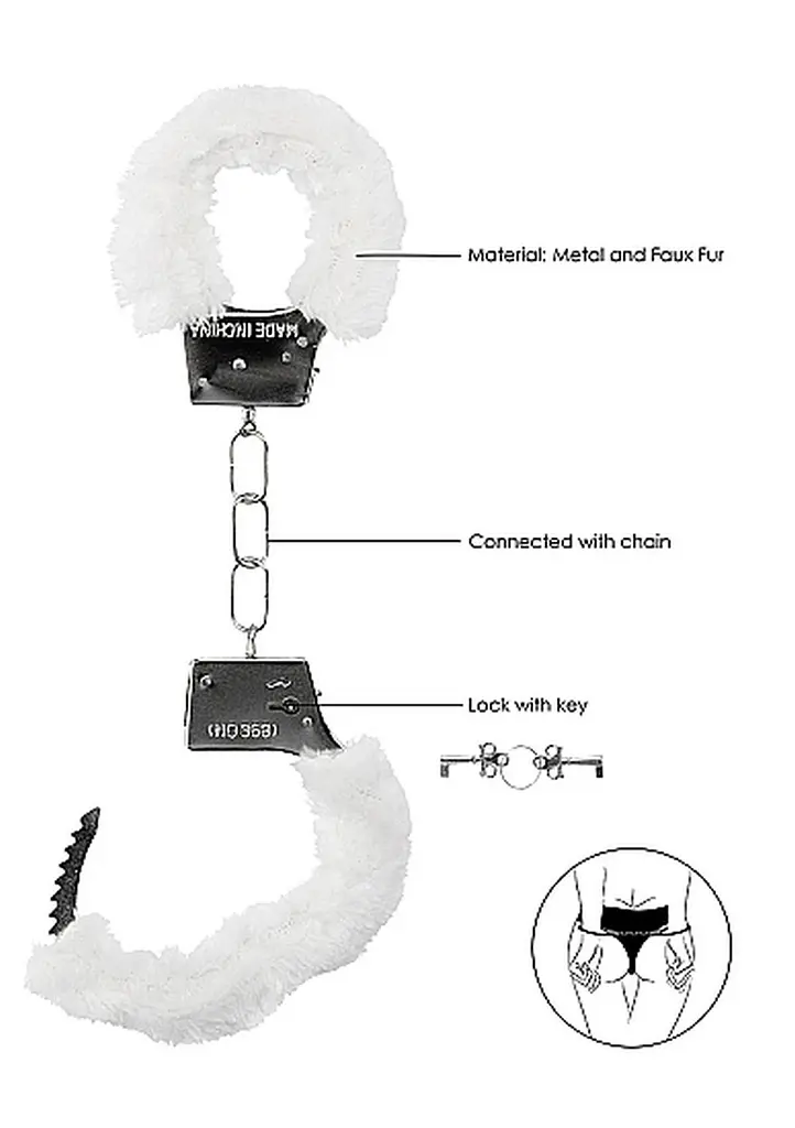 Наручники Beginners Handcuffs Furry - White Ouch! 36-OU002WHT 101706 - фото 3