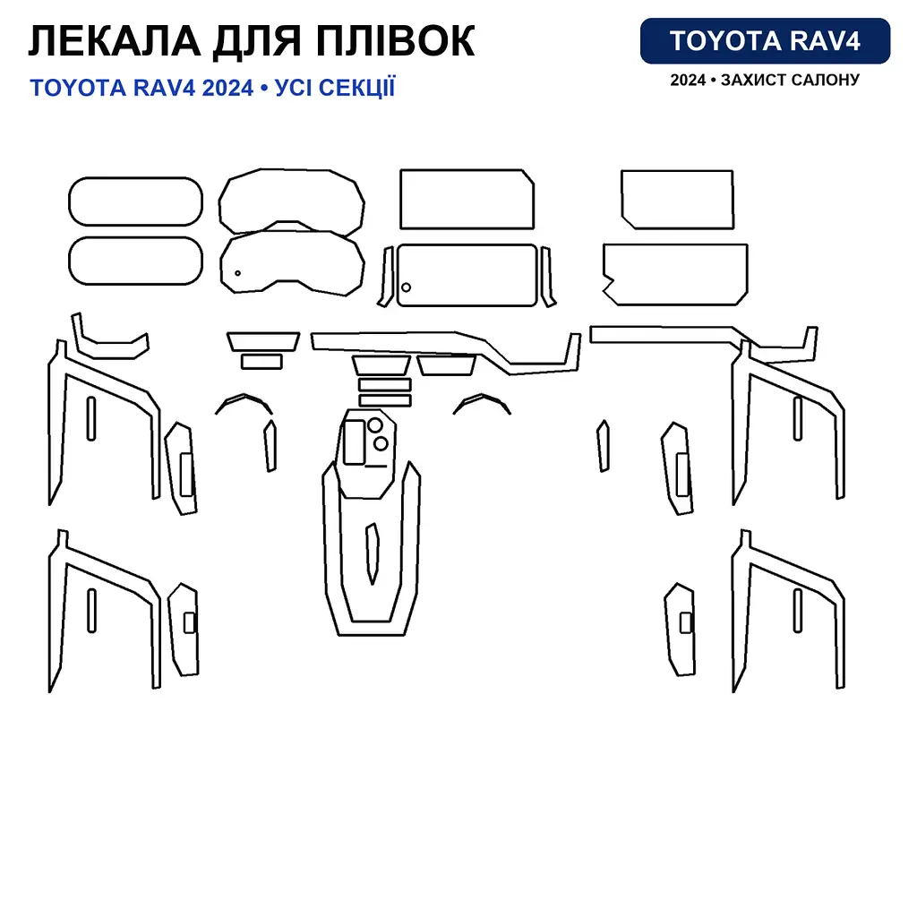 Набір Плівок захисних для салону Toyota RAV4 V (XA50) 2018-2025 TPH (Кансолі Дисплея Ручок) Тип 1 - фото 2