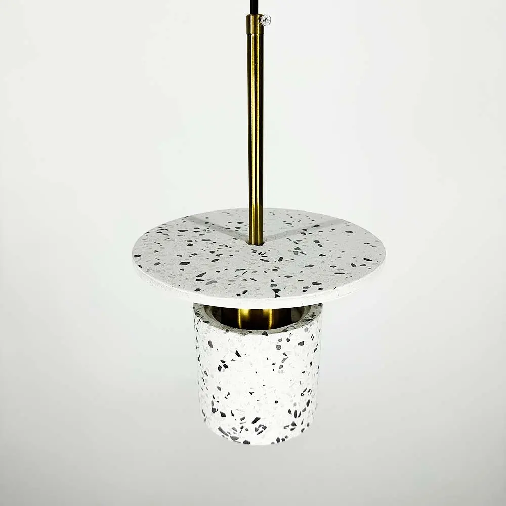 Подвес Terrazzo Cylinder с белым бетонным плафоном 20 см в стиле Ар-деко | Line F | Арт. MJ162-200 WT - фото 6