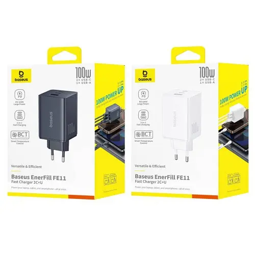 Мережевий зарядний пристрій Baseus EnerFill FE11 Fast Charger 2C+U 100W EU білий P10182102213-00 - фото 2