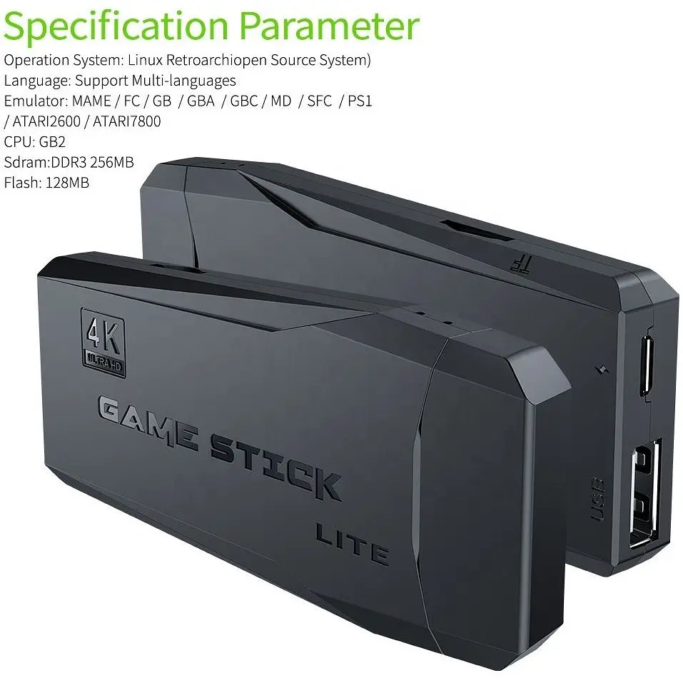 Міні ігрова приставка XPRO 25001 M8 64 ГБ Mini Game Stick 4K HDMI + 2 бездротові джойстики чорна (40842-15758_836) - фото 7