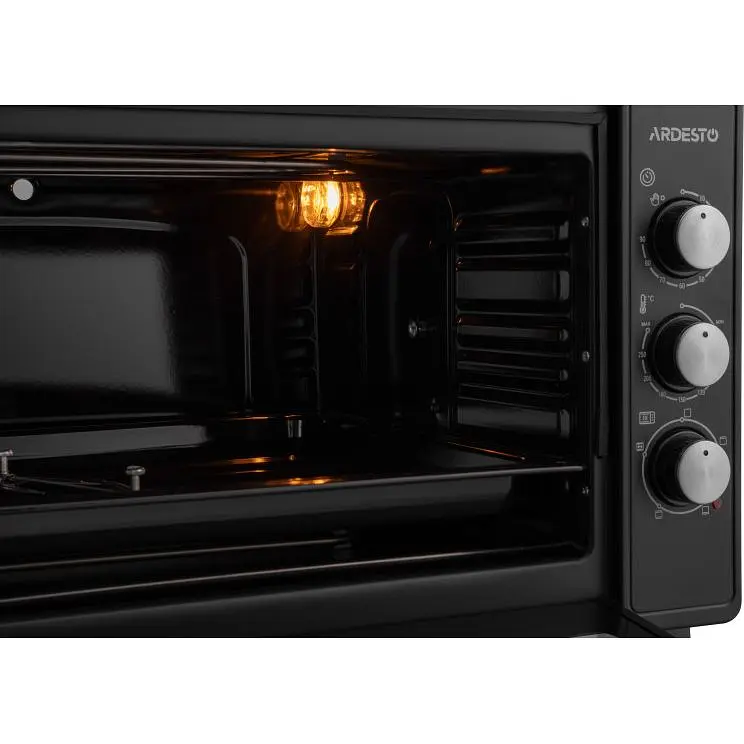 Электропечь Ardesto 1700 Вт, 48 л, хром.тены, таймер, подсвеч., вертел, черный - фото 9