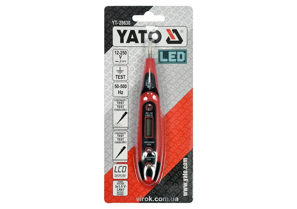 Індикатор напруги Yato контрольний LCD цифровий 12-250V (YT-28630) - фото 3