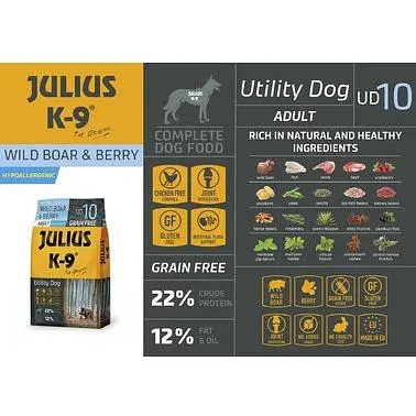 Беззернова сухий корм для собак Julius-K9 HighPremium Holistic, Гіпоалергенний, з кабаном і ягодами, 10 кг - фото 2