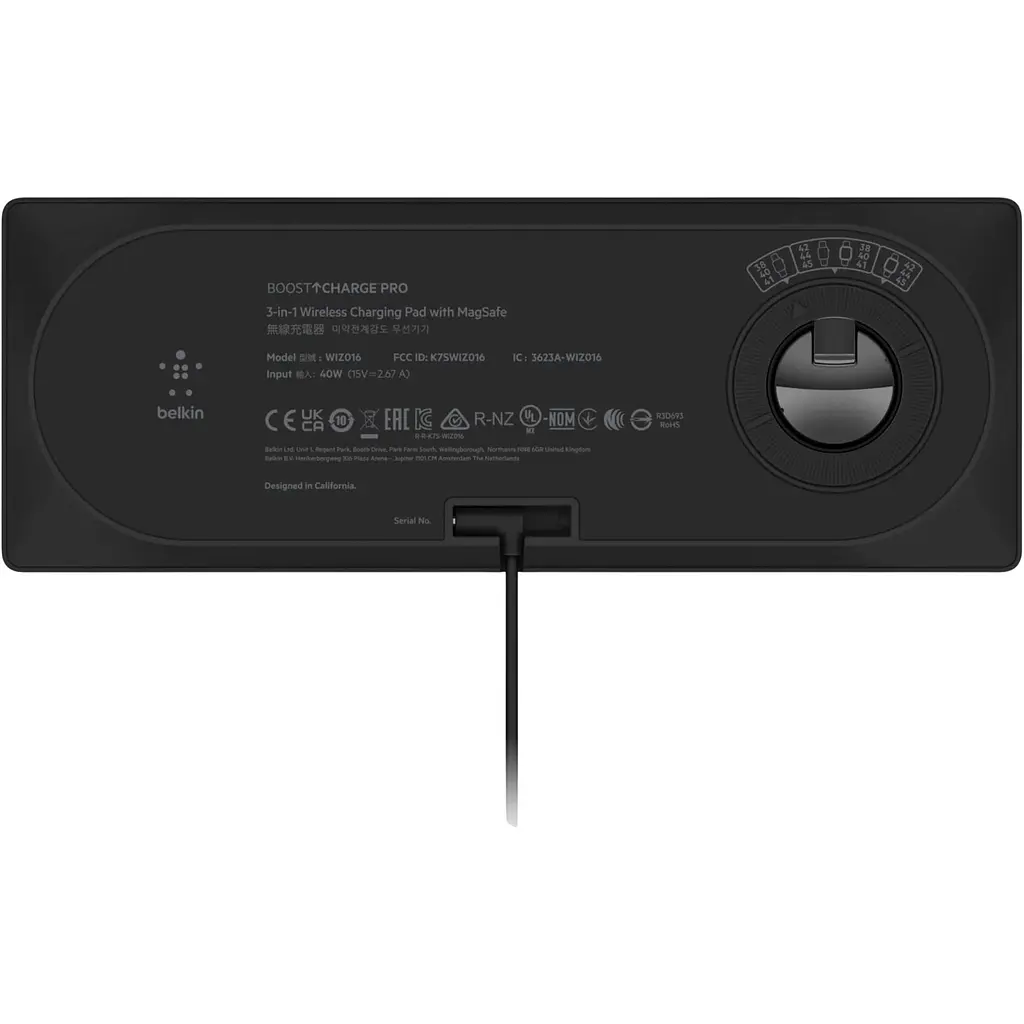 Беспроводное зарядное устройство Belkin 3in1 MagSafe PRO Black (WIZ016VFBK) [154442] - фото 5