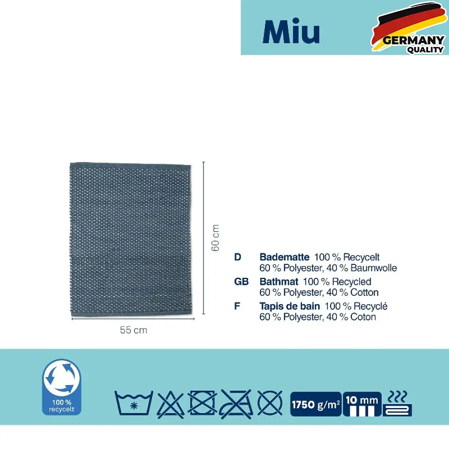 Коврик для ванной Kela Miu 65х55х1 см дымчато-синий (24728) - фото 2