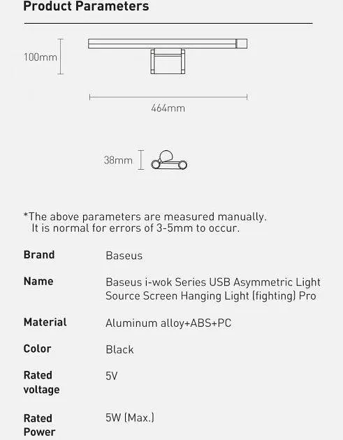 Лампа для монітора світлодіодна Baseus I-Wok Pro Series Asymmetric Light Source Screen Hanging Light DGIWK-P01 - фото 6