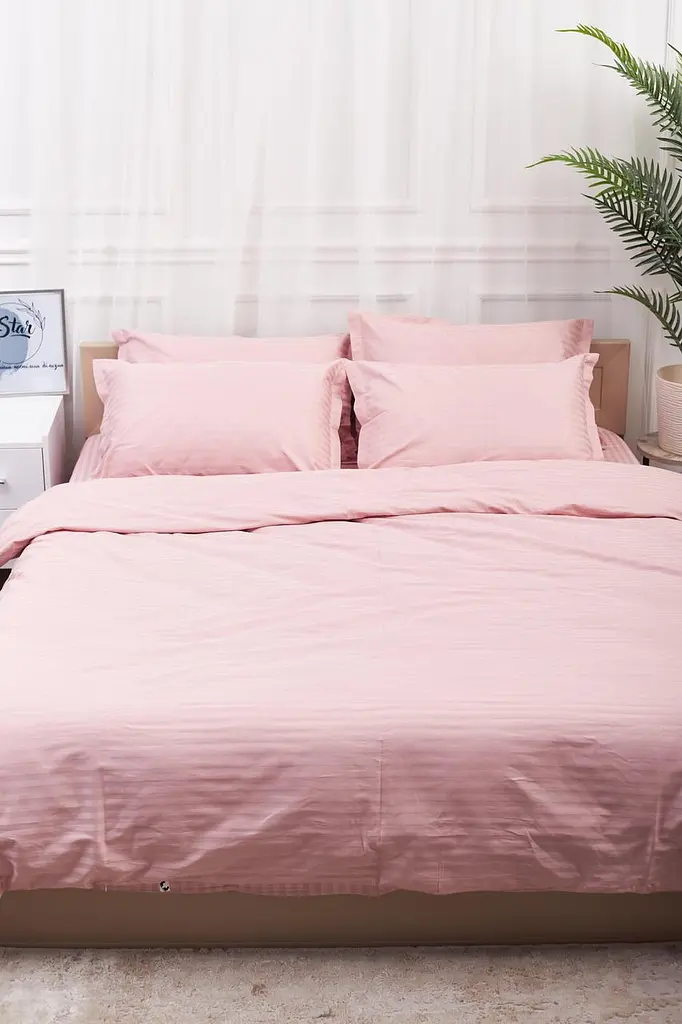 Комплект постільної білизни Moon&Star Satin Stripe Stripe Pink King Size 220x240 наволочки 4х70х70 - фото 2