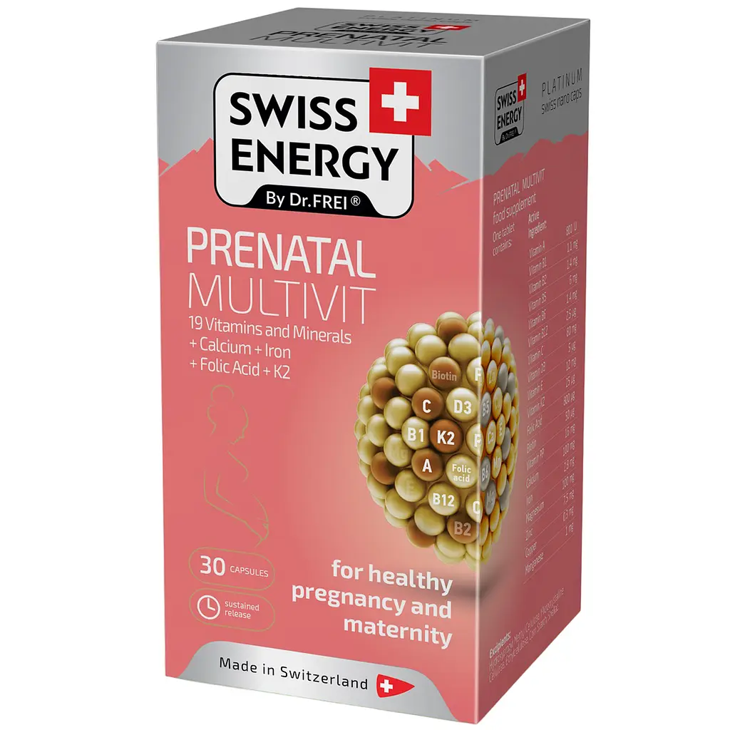 Мультивитамины для беременных и кормящих женщин Swiss Energy Prenatal Multivit 19 витаминов и минералов 30 капсул - фото 2