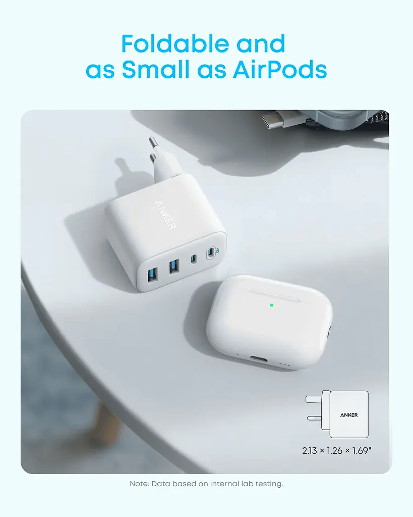 Мережевий зарядний пристрій Anker Zolo Charger - 50W, 2xUSB-C & 2xUSB-A White (7285027) - фото 5