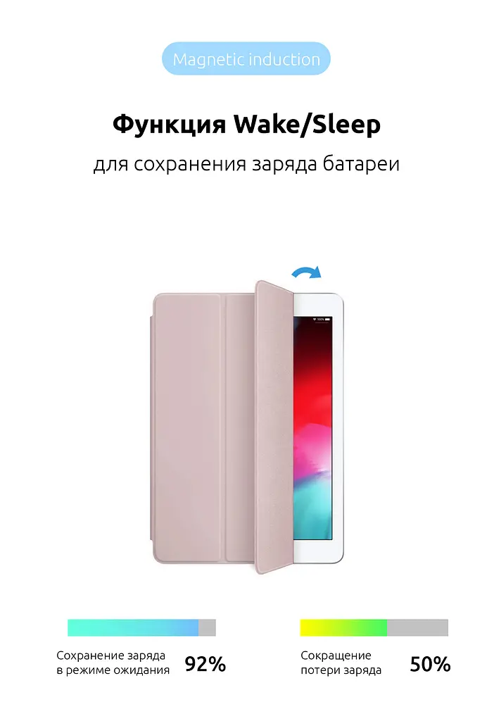 Чехол-книжка для планшета Apple iPad Air 10.9 (2020)/Air 10.9 M1 (2022), Original Smart Case, pink sand, 10.9 , подставка на планшет, искусственная кожа, микрофибра, магнитная крышка с автоотключением экрана, ArmorStandart (ARM57408) - фото 4