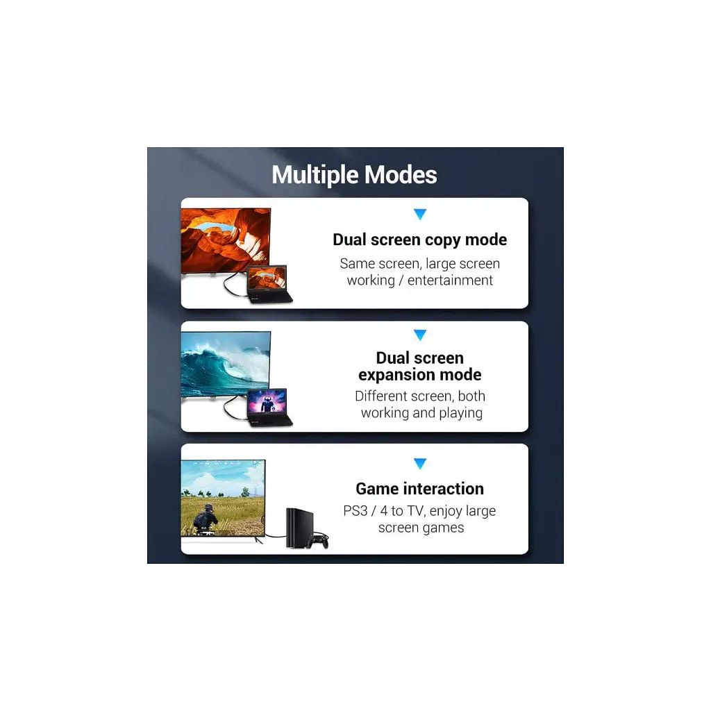 Кабель мультимедійний HDMI M to HDMI M 8.0m V2.0 4K60Hz PVC flat black Vention (AAKBK) - фото 7