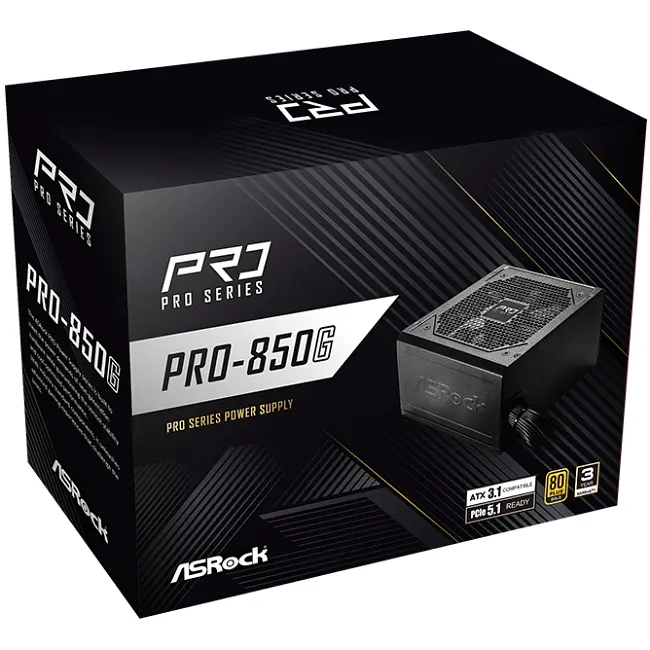 БЖ 850W ASRock PRO PRO-850G 120mm, 80+ Gold, Retail - фото 5