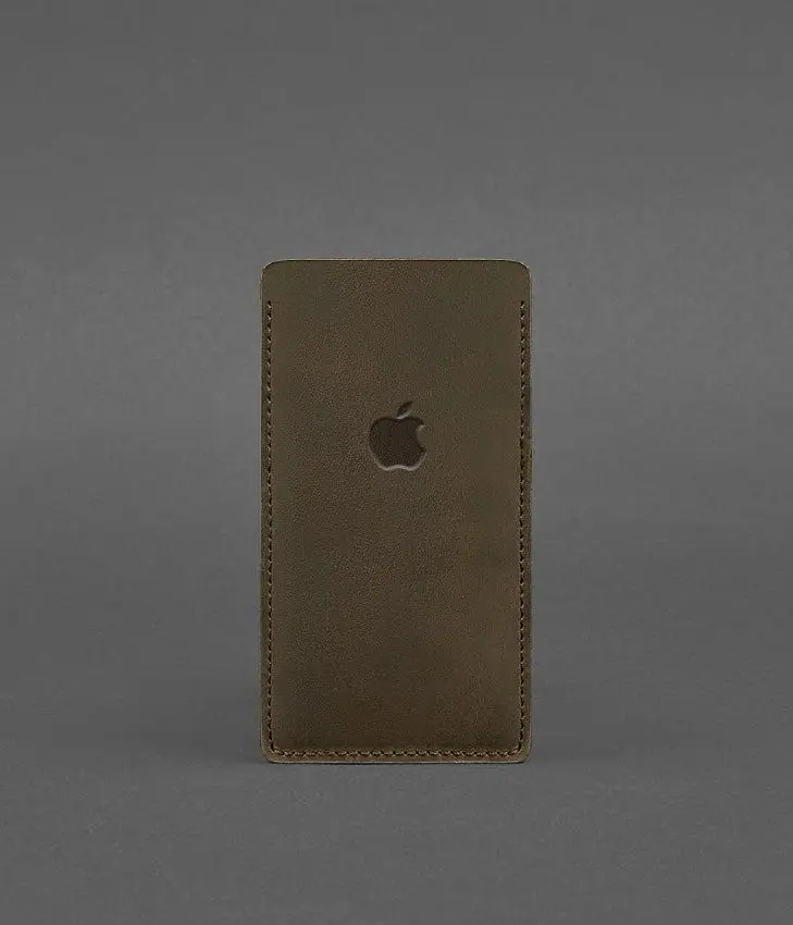 Кожаный чехол для iPhone 13 Темно-коричневый Crazy Horse - фото 2