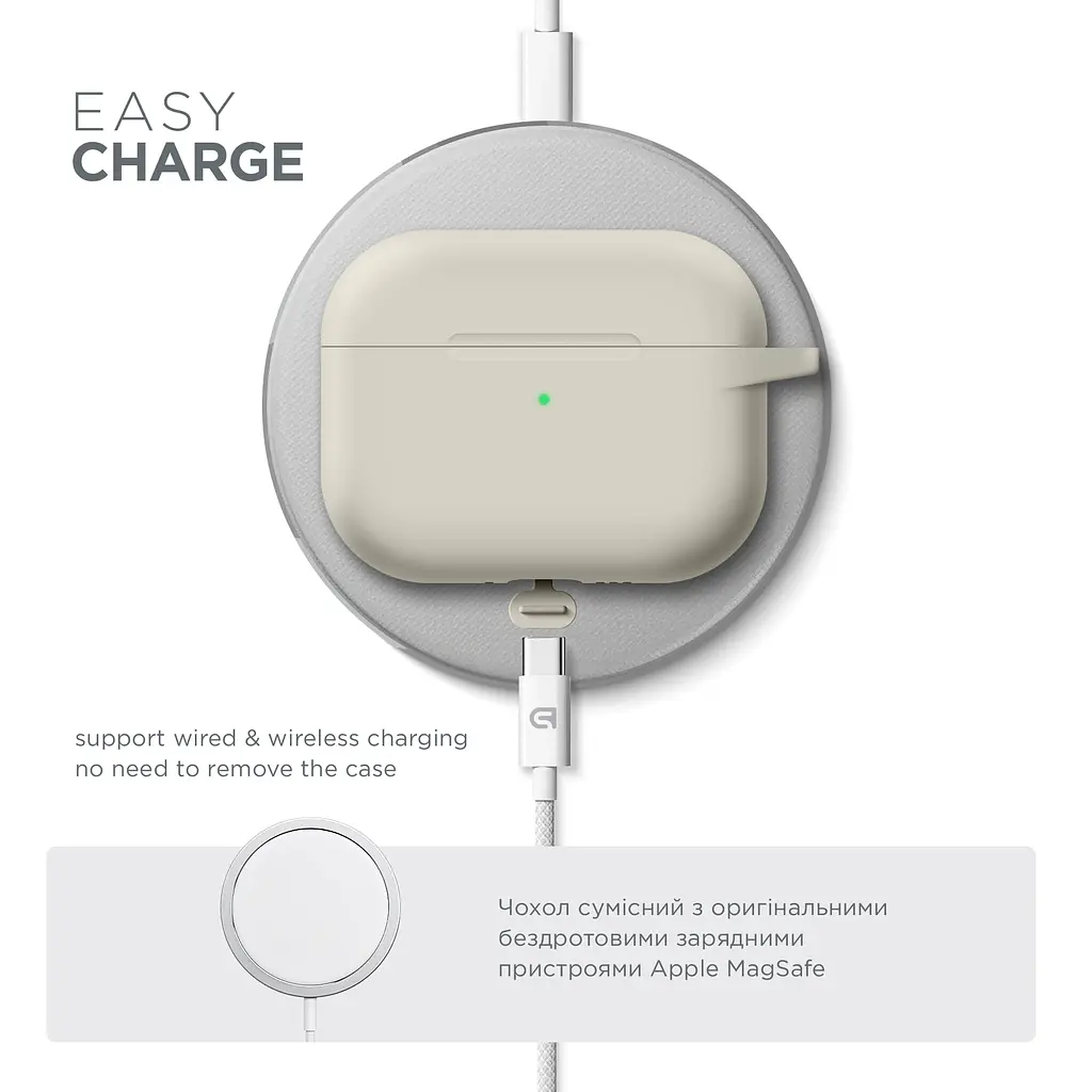 Силіконовий чохол для навушників Apple AirPods Pro 3, Hang Case, білий, ультратонкий захисний кейс товщиною 2 мм, захист від подряпин, пилу та ударів, компактний, з карабіном для кріплення, ArmorStandart (ARM88285) - фото 7