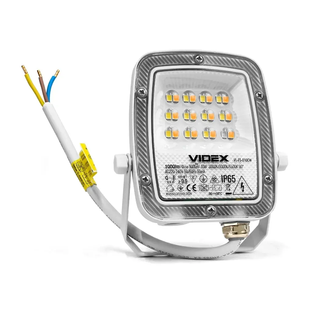 Прожектор Videx F5 10W 3000-5000-6500K 230V White (VL-F5-010CW) - фото 2