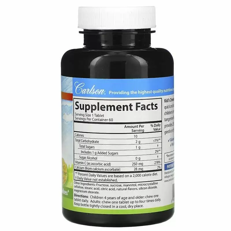 Вітамін С для дітей Carlson Labs Chewable Vitamin C цитрус 250 мг 60 таблеток - фото 2
