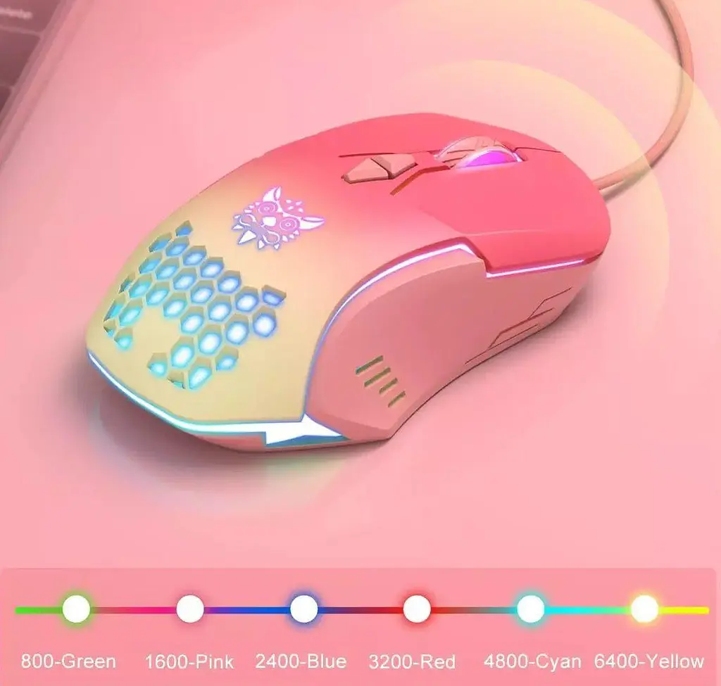 Компьютерная мышка Onikuma C15 с RGB подсветкой и 800-6400 DPI проводная для ПК и ноутбука - фото 7